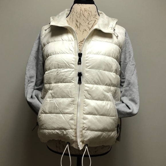 [5] Moncler Jacket Puffer Hooded Cardigan Grey Cream Women’s Small & Extra Small - Picture 2 of 8